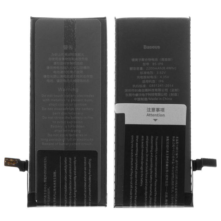 

Акумулятор Baseus BS-IP6 для Apple iPhone 6, Li-ion, 3,82 B, 2200 мАг, high capacity, #ACCB-BIP6