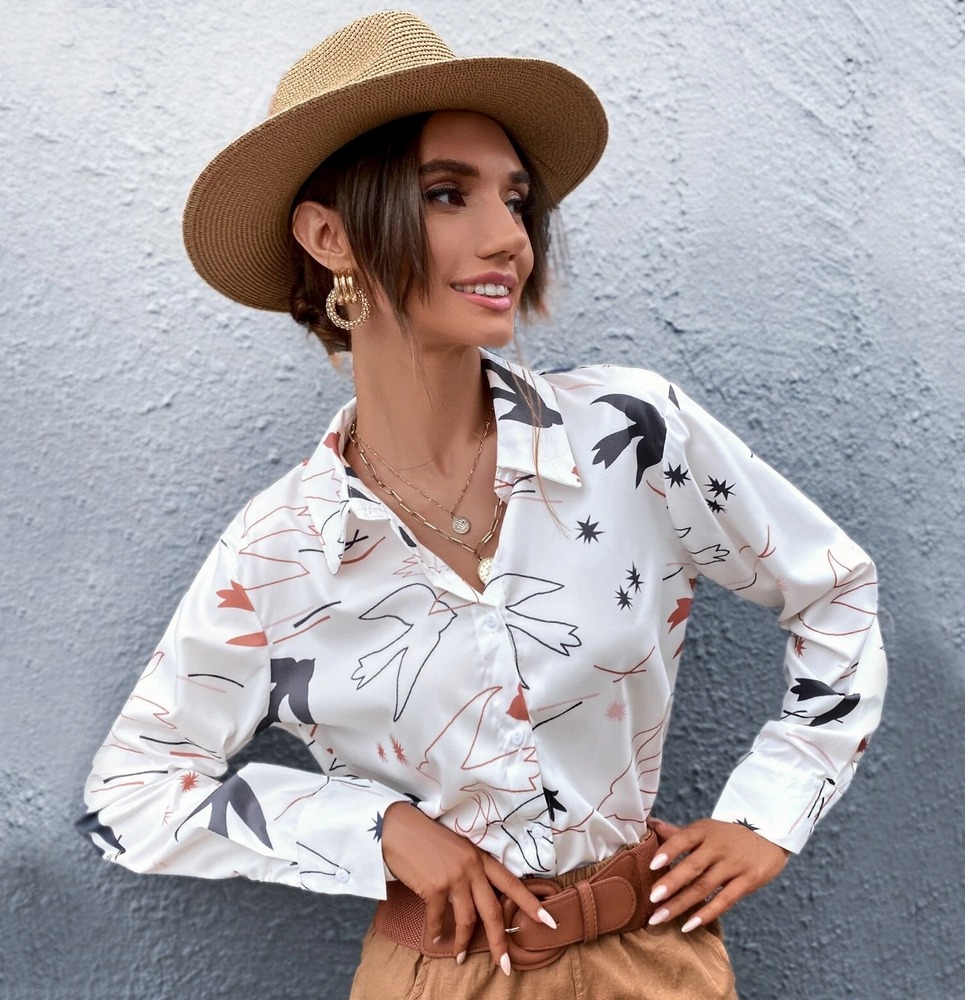 

Рубашка женская свободного кроя Swallow Berni Fashion (S) Белый