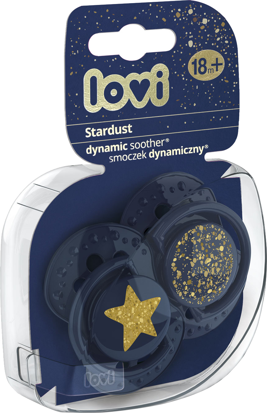 

Пустышка силиконовая динамическая Lovi Stardust Синяя 18+ месяцев 2 шт (22/895_blue)