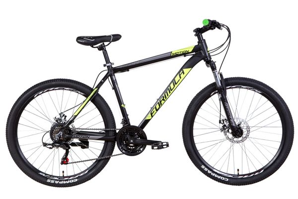 

Велосипед 26" Formula MOTION 2021 (черно-зеленый с серым (м)) Рама 16"