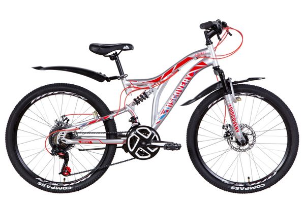 

Велосипед 24" Discovery ROCKET DD 2021 (серебристо-красный с синим)