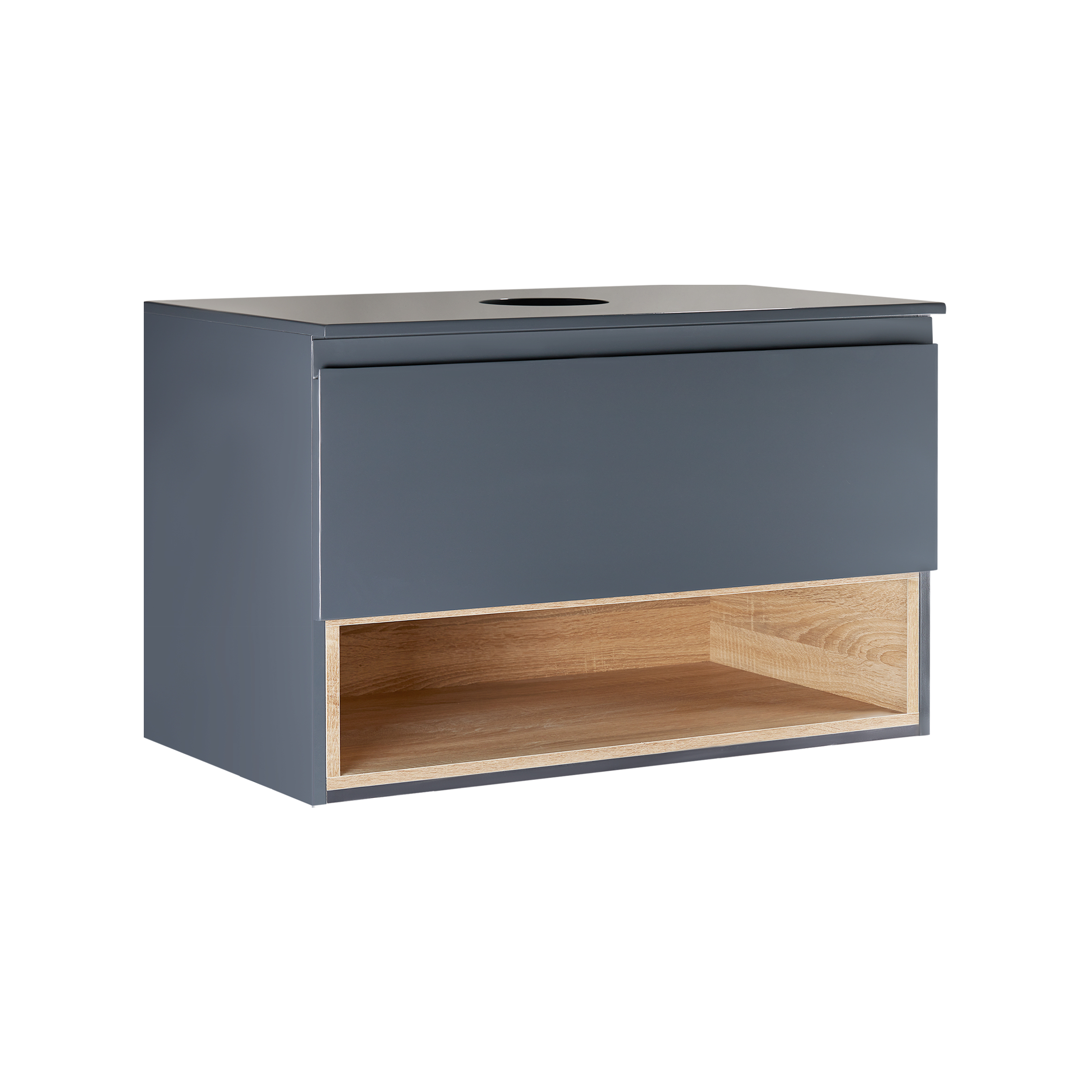 

Тумба подвесная Qtap Robin 700х476х437 Graphite/Whitish oak со столешницей QT1379TPН7002GWO (SR203463)