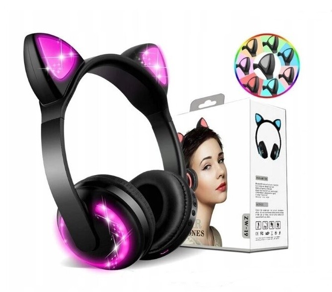 

Наушники с кошачьими ушками Bluetooth 4.0 розовые