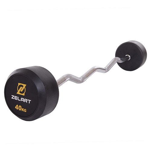 

Штанга фиксированная изогнутая Rubber Coated Barbell TA-2687 Zelart 40кг Черный (58363067)