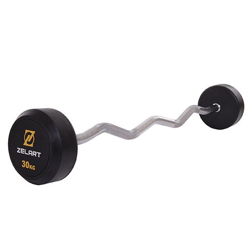 

Штанга фиксированная изогнутая Rubber Coated Barbell TA-2687 Zelart 30кг Черный (58363067)