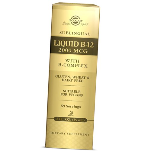 

Жидкий В12 с Витаминами группы В, Sublingual Liquid B-12 2000 with B-Complex, Solgar 59мл (36313228)