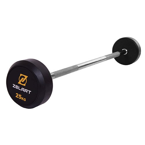 

Штанга фиксированная прямая Rubber Coated Barbell TA-2685 Zelart 25кг Черный (58363066)