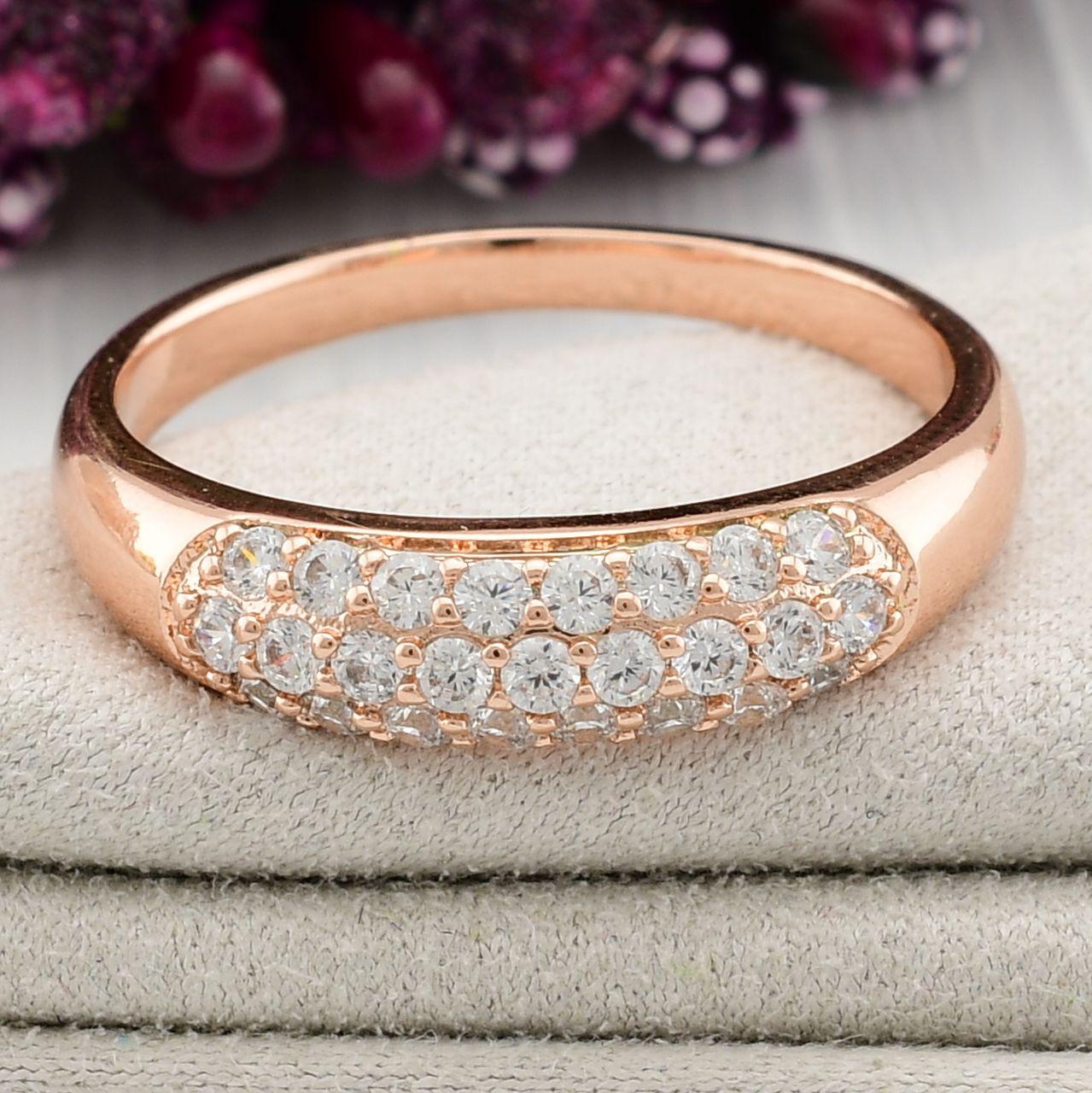 

Кольцо Xuping 14148 ширина 5 мм белые фианиты позолота РО20