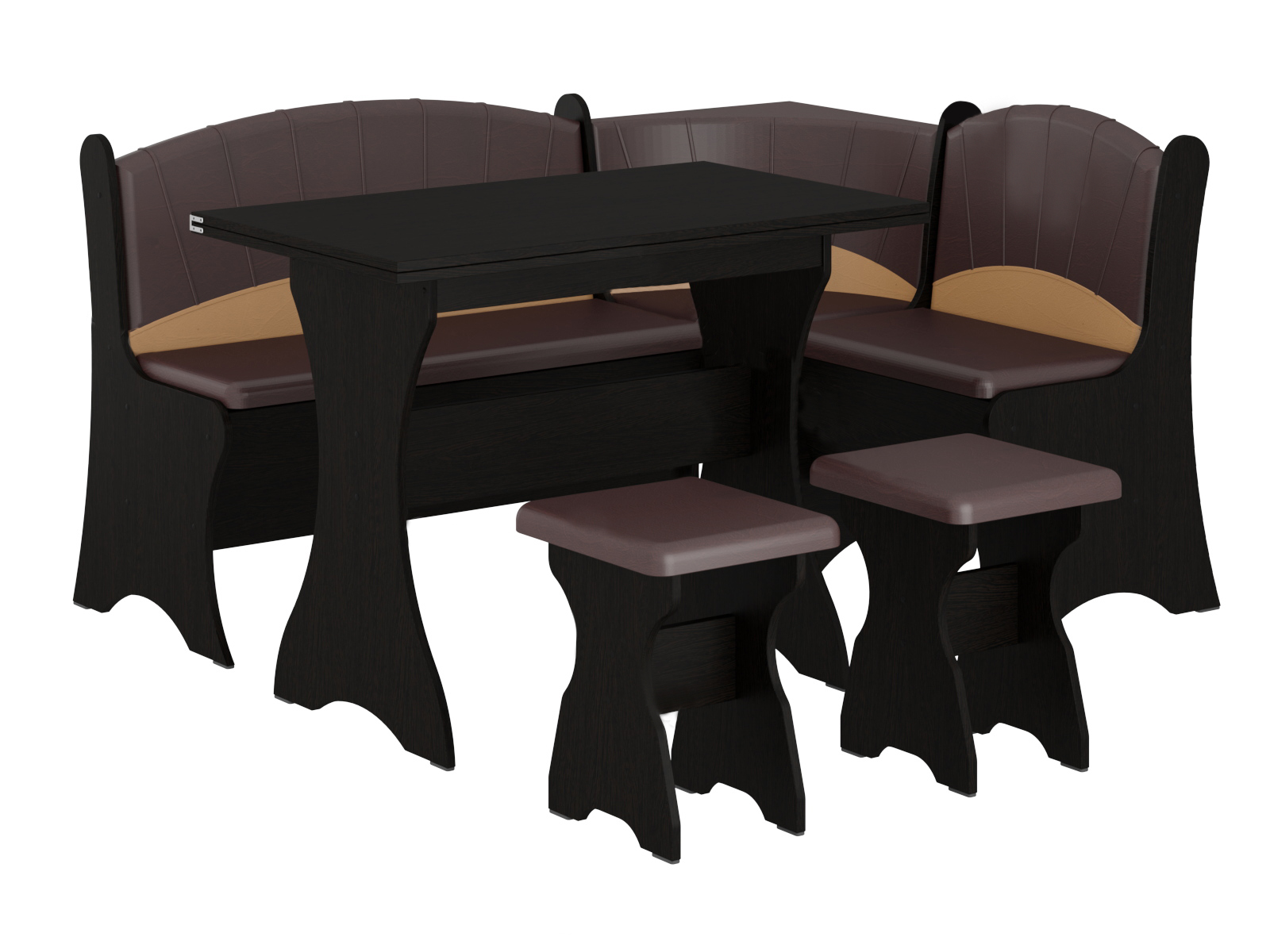 

Кухонный уголок Капитан с раскладным столом и табуретами Пехотин Венге + Коричневый/Кофе