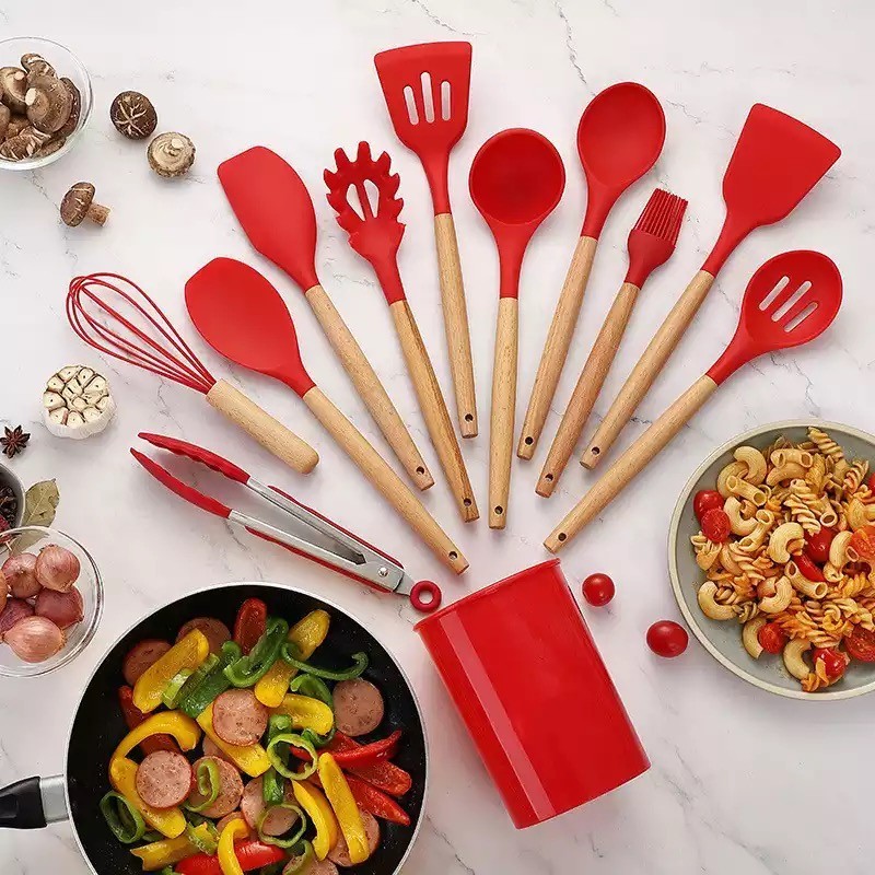 

Силиконовый термостойкий кухонный набор Utensil Set из 24 шт Красный