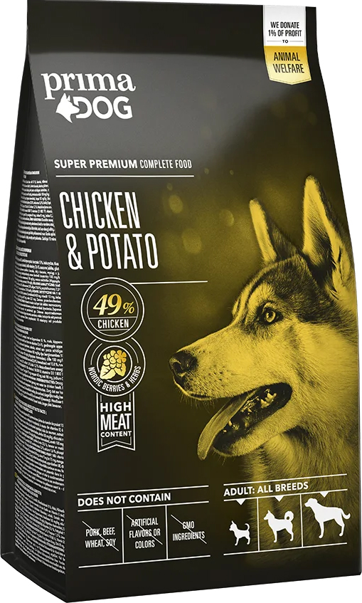 

Сухой корм для собак всех пород с курицей и картошкой PrimaDog Chicken & Potato 2 кг