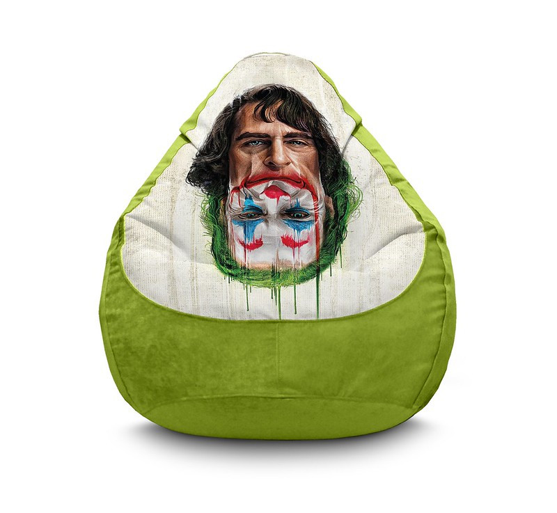 

Кресло мешок iPuff "Joker. Two face deployed" Флок XL (80x110 см) Оливковый