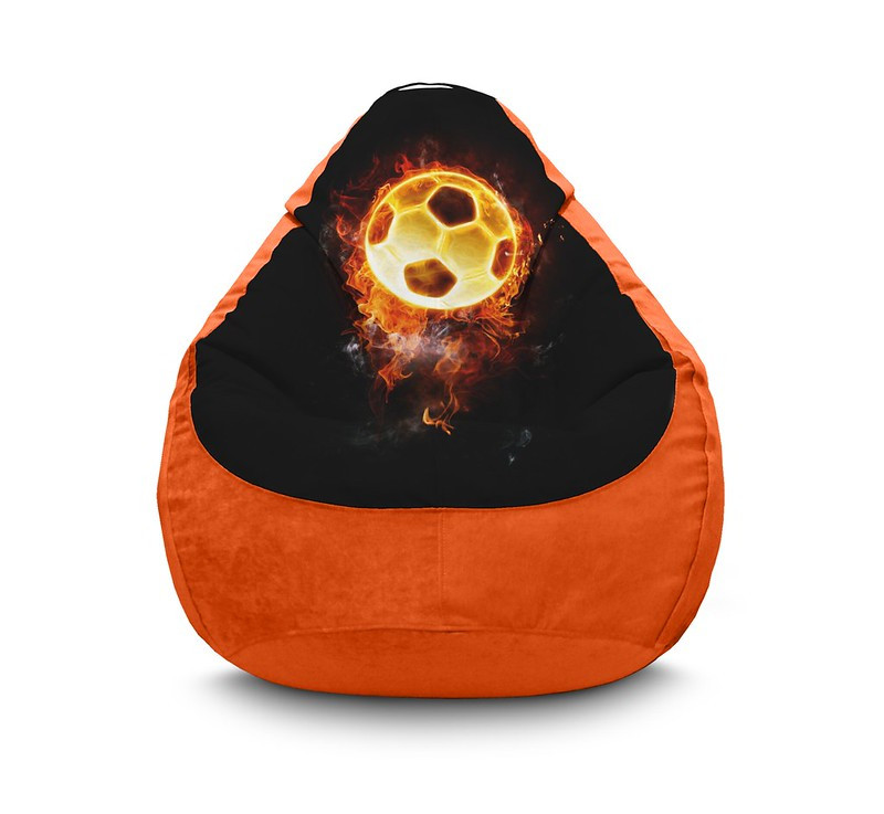 

Кресло мешок iPuff "Football. Fire ball" Флок XL (80x110 см) Оранжевый