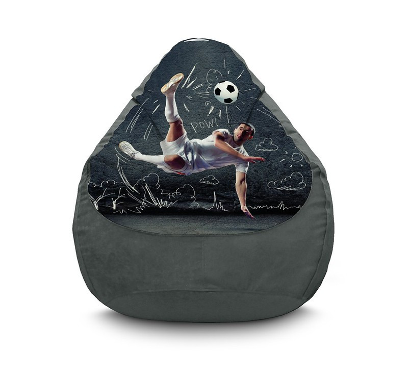 

Кресло мешок iPuff "Football. Freestyle" Флок XXXL (100x135 см) Серый
