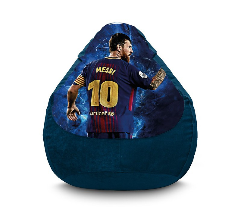 

Кресло мешок iPuff "Football. Messi" Флок XL (80x110 см) Синий