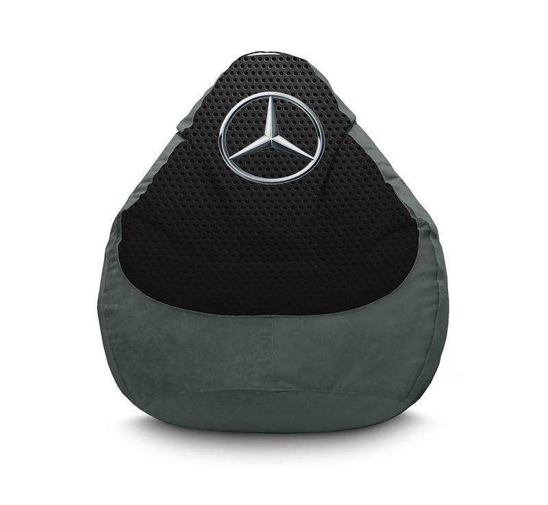 

Кресло мешок iPuff "Mercedes-Benz" Флок XL (80x110 см) Черный/Серый