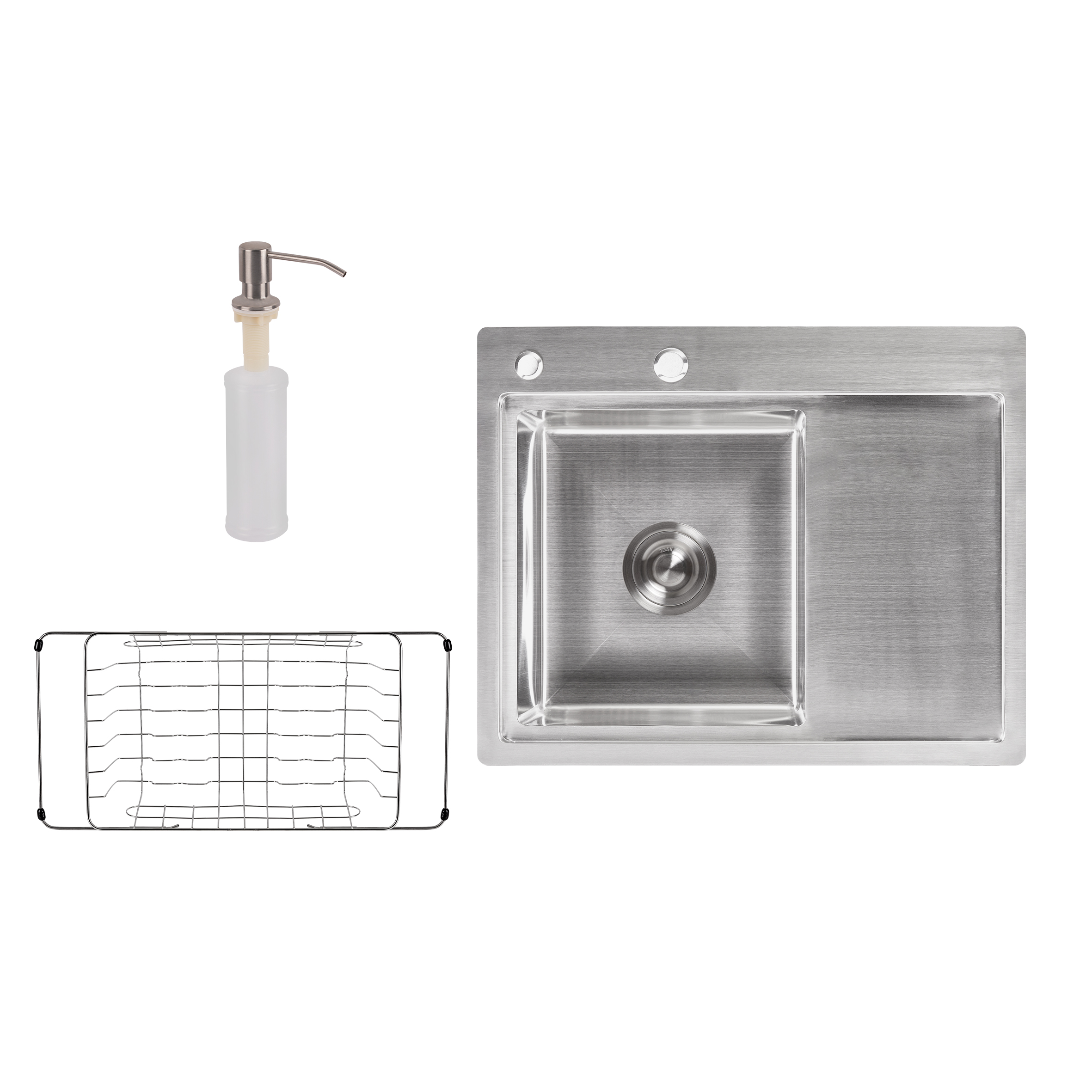 

Набор 3 в 1 Lidz кухонная мойка H6350L 3.0/0.8 мм Brush + сушилка + дозатор для моющего средства (SX702337)