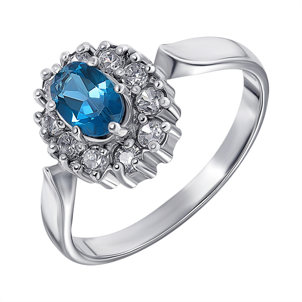 

Серебряное кольцо с лондон топазом и цирконием 000136930 16.5 размера
