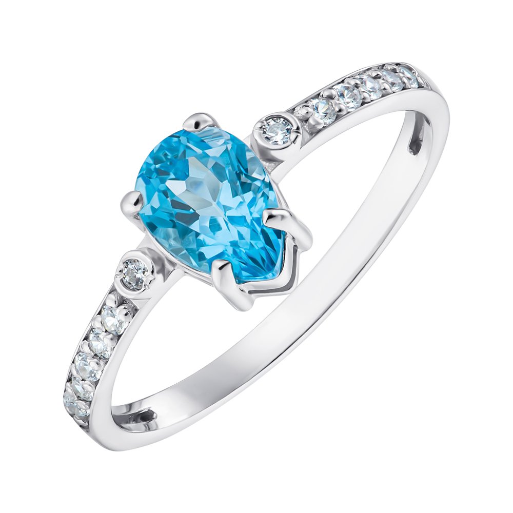 

Серебряное кольцо с топазом swiss и фианитами 000148916 17.5 размера