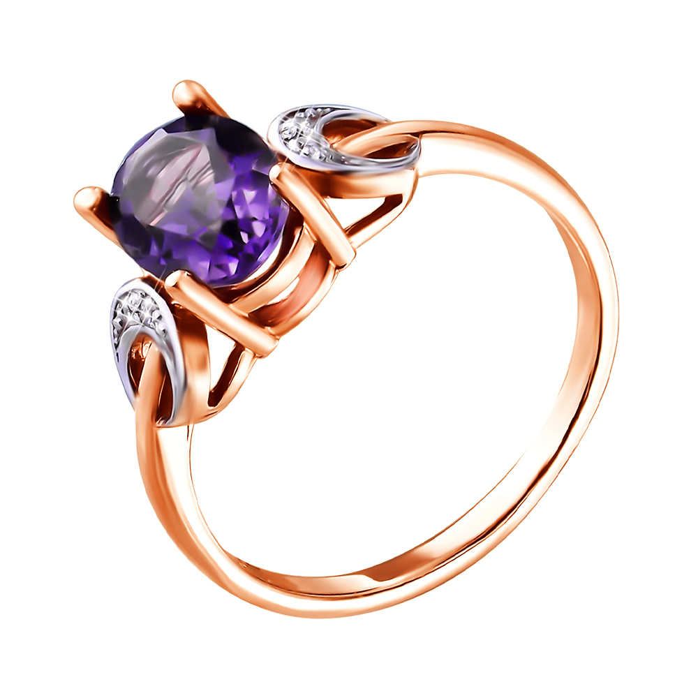 

Кольцо из красного золота с аметистом и фианитами 000135809 16 размера