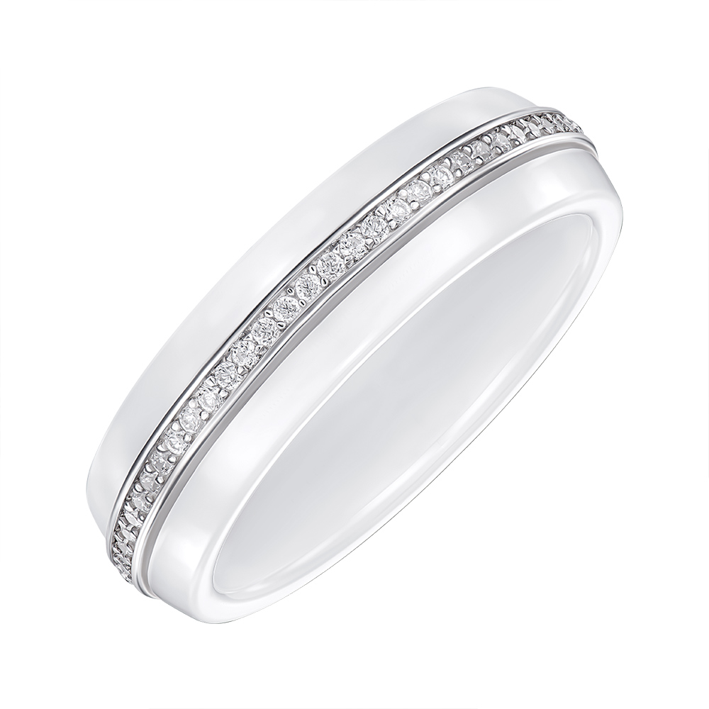 

Кольцо серебряное с керамикой и фианитами 000147858 18.5 размера