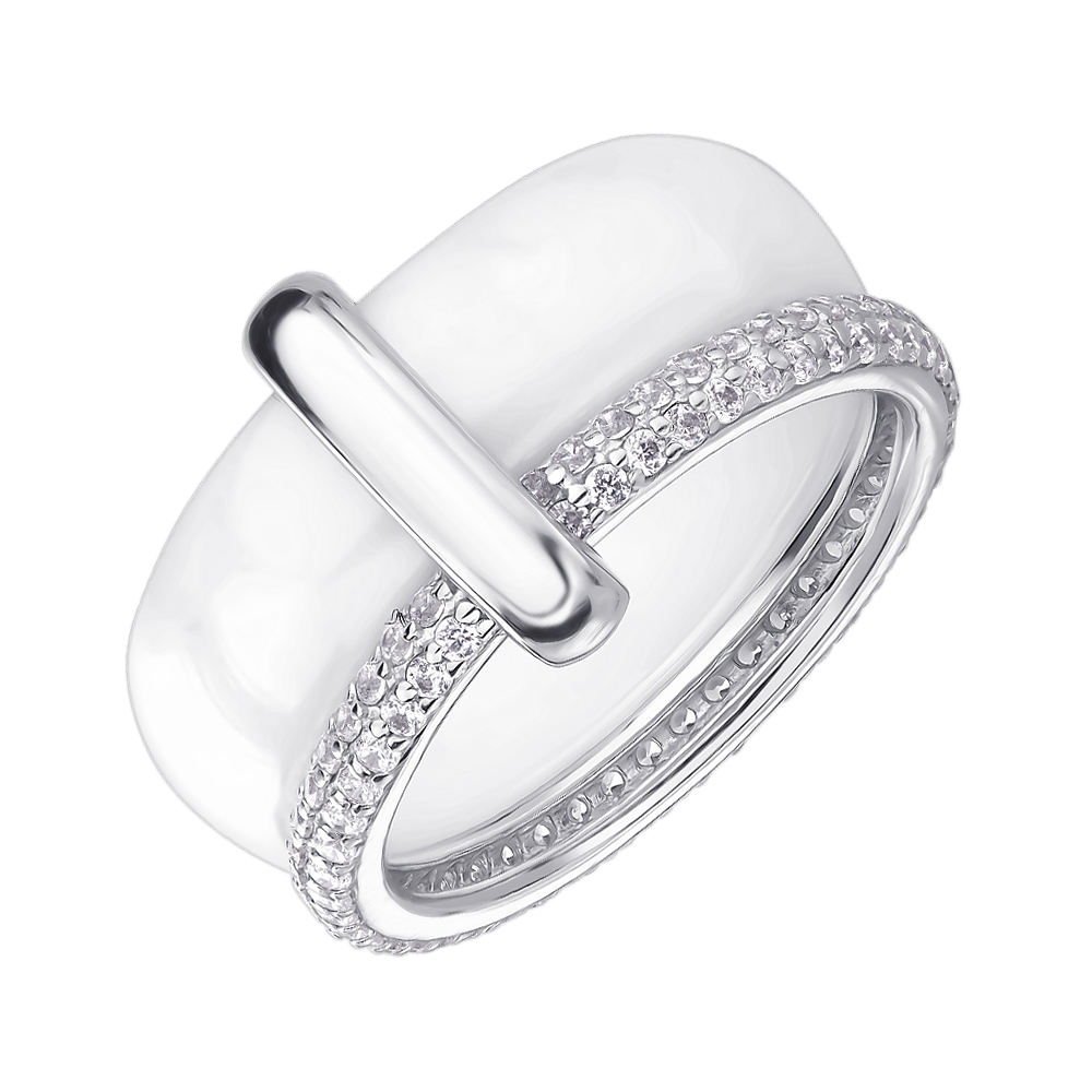 

Серебряное кольцо с керамикой и цирконием 000145381 17 размера