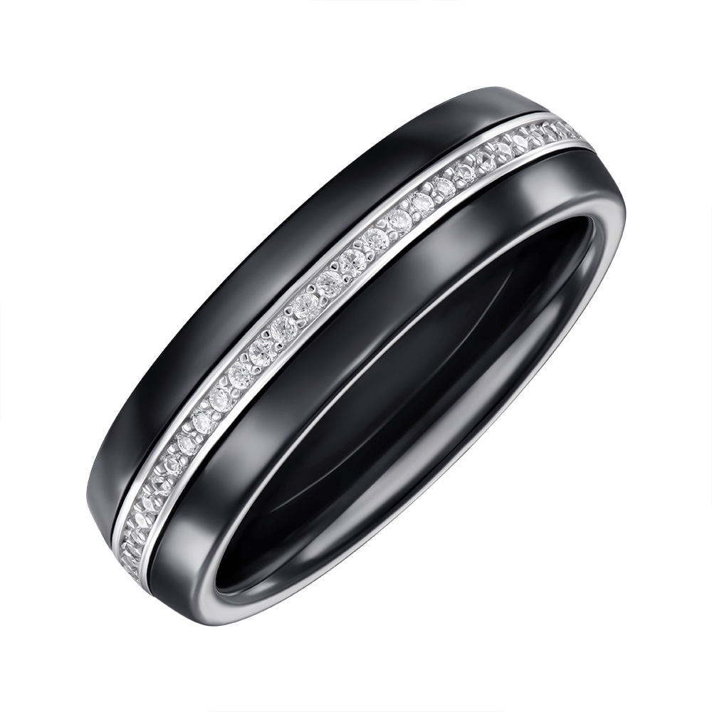 

Кольцо серебряное с керамикой и фианитами 000147857 18 размера