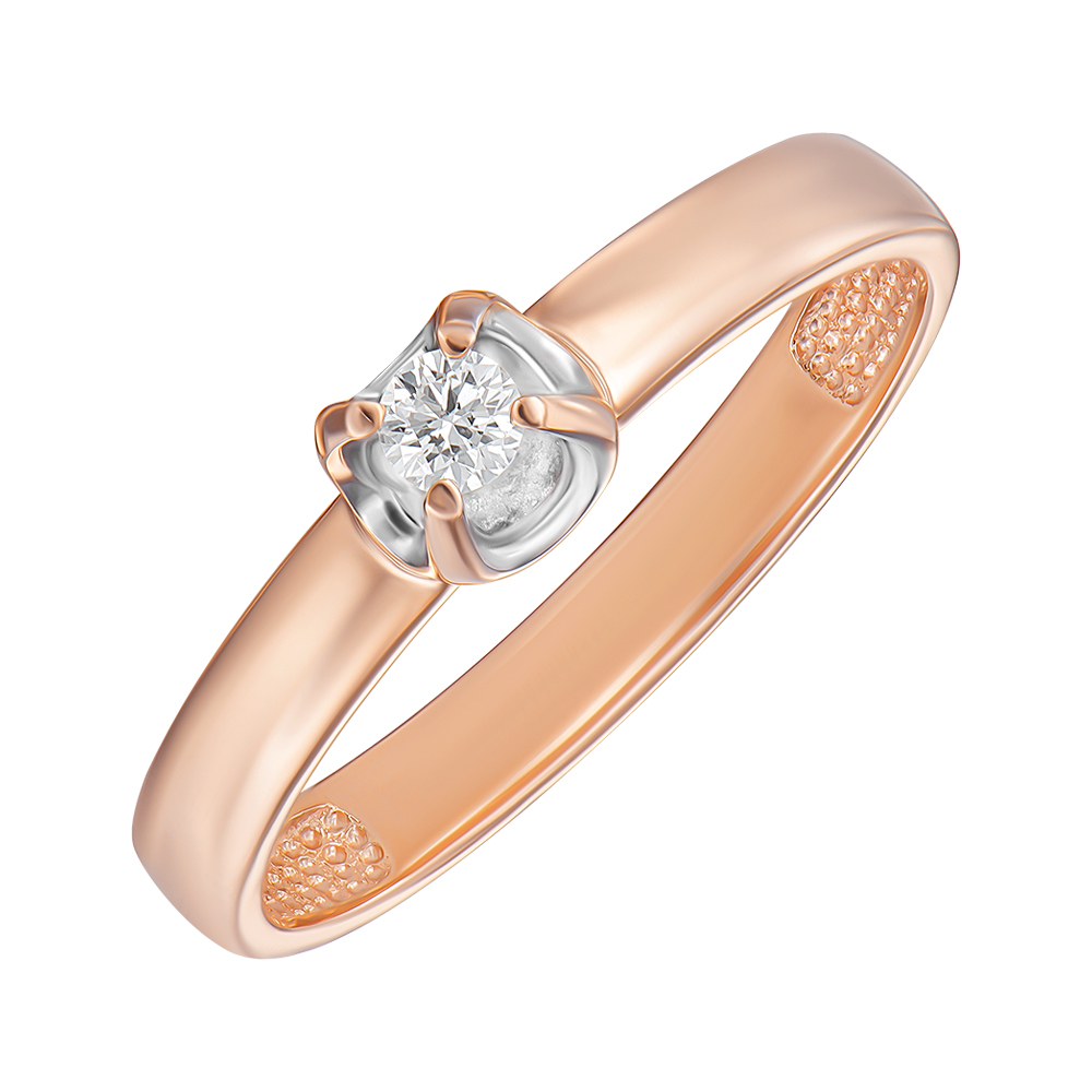 

Золотое кольцо в комбинированном цвете с бриллиантом 000148069 19 размера