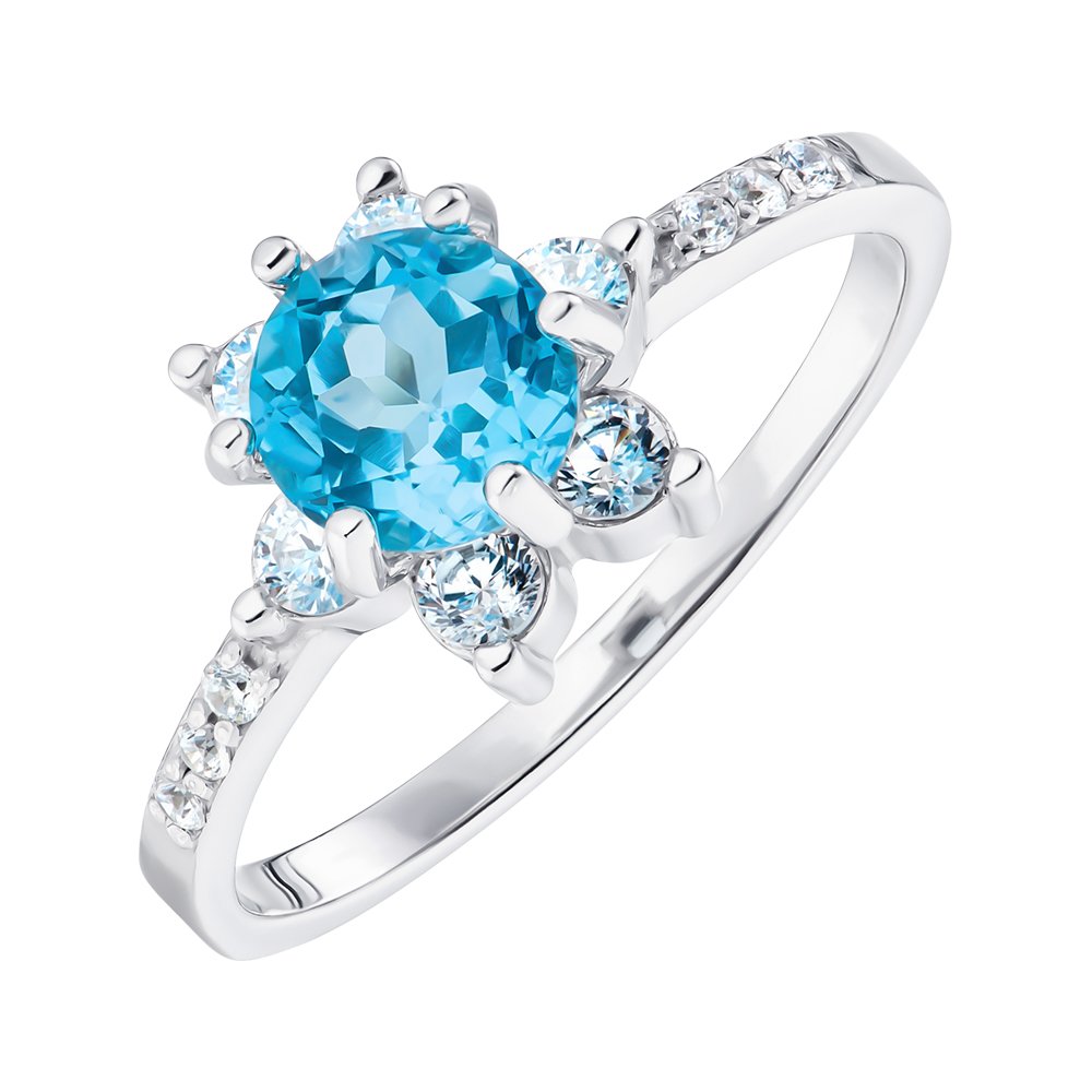 

Серебряное кольцо с топазом swiss и фианитами 000148915 16.5 размера