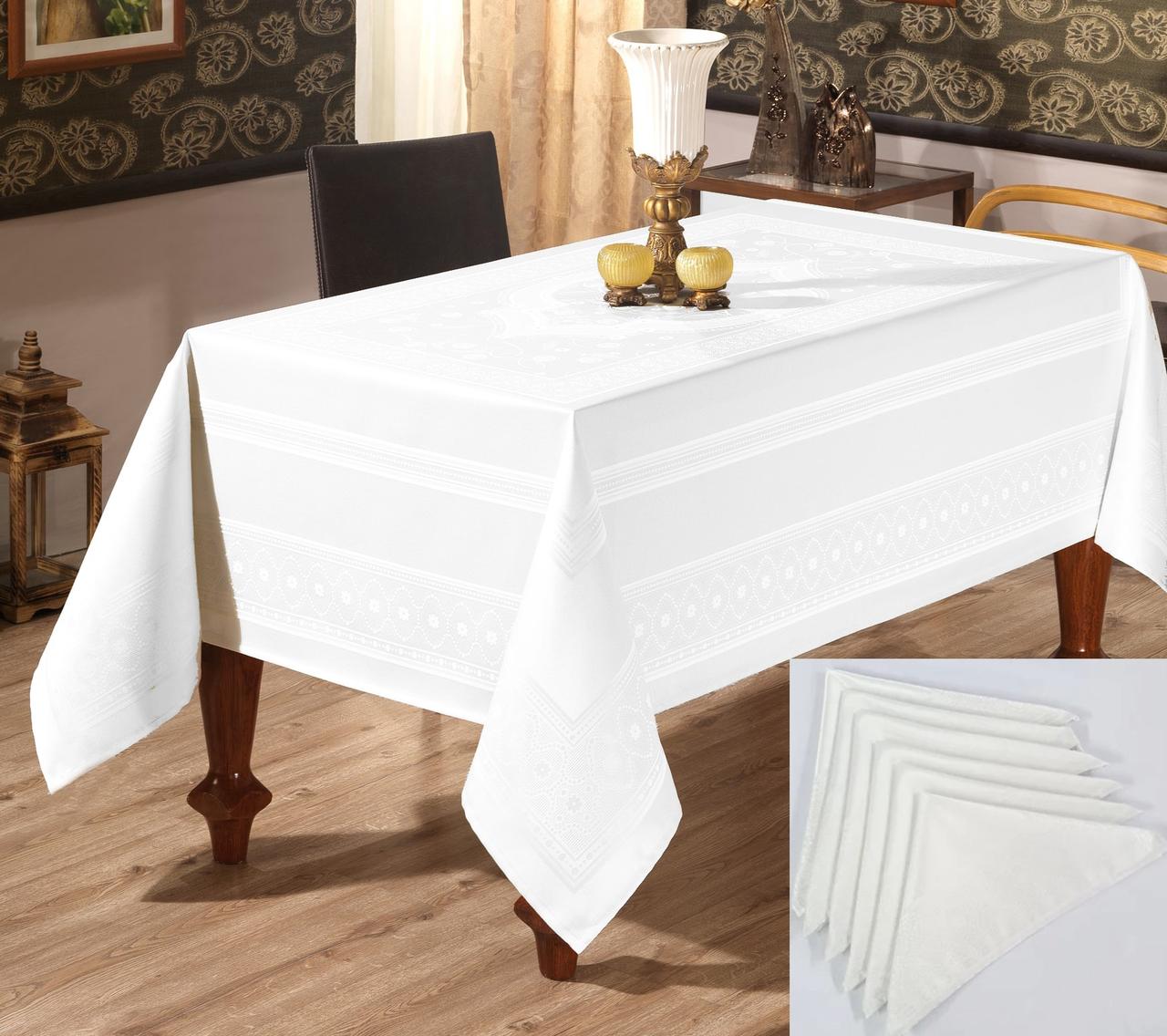 

Скатерть Sagol тефлон 140x180 St-052 White + 6 салфеток 45 *