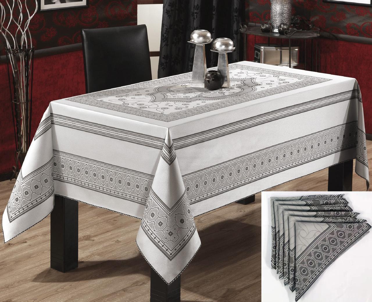 

Скатерть Sagol тефлон 160x300 St-052 Grey + 8 салфеток *