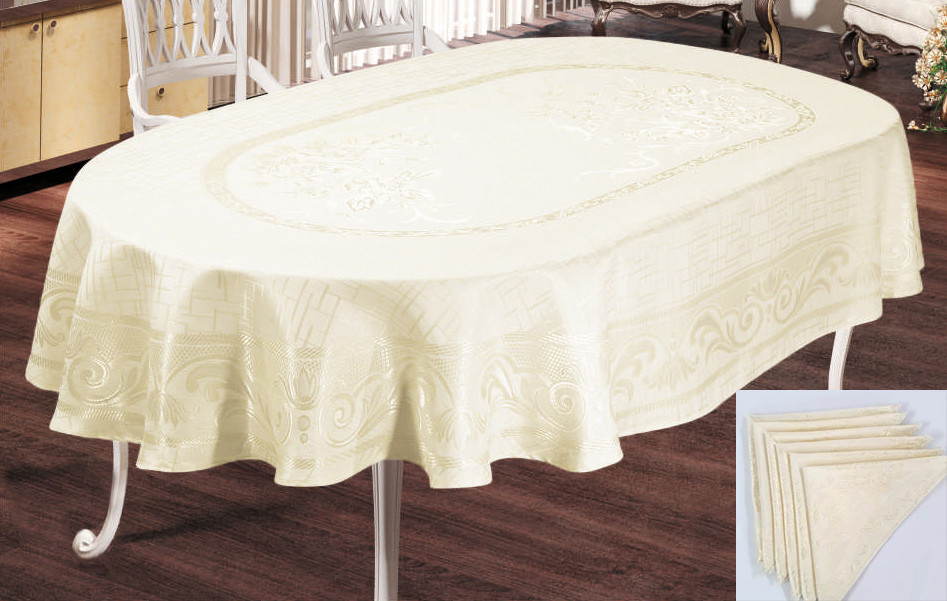 

Скатерть Sagol тефлон 160x350 ovale Sgl-003 Cream + 10 салфеток *