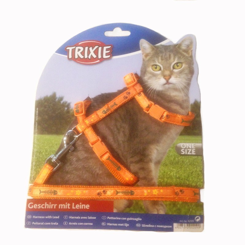 

Шлейка с поводком TRIXIE Sv для кошек нейлон оранжевый "Рыбка" (4209)