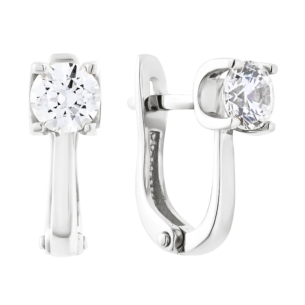 

Золотые серьги в белом цвете с цирконием Swarovski 000053180