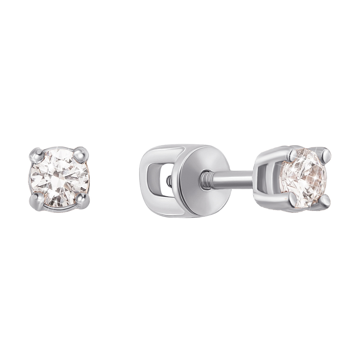 

Серьги-пуссеты из белого золота с цирконием Swarovski 000126393