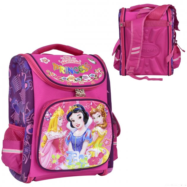 

Рюкзак школьный каркасный ранец Schoolbag 00136 Princess c 1-м отделением и 3-мя карманами ортопедической спинкой Розовый (123499)