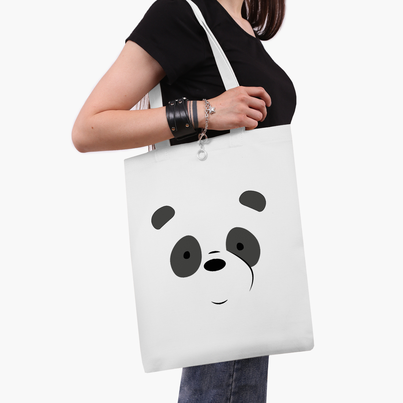 

Эко сумка шоппер Вся правда о медведях Панда (We Bare Bears Panda) (9227-2661) 41x35 см Белый
