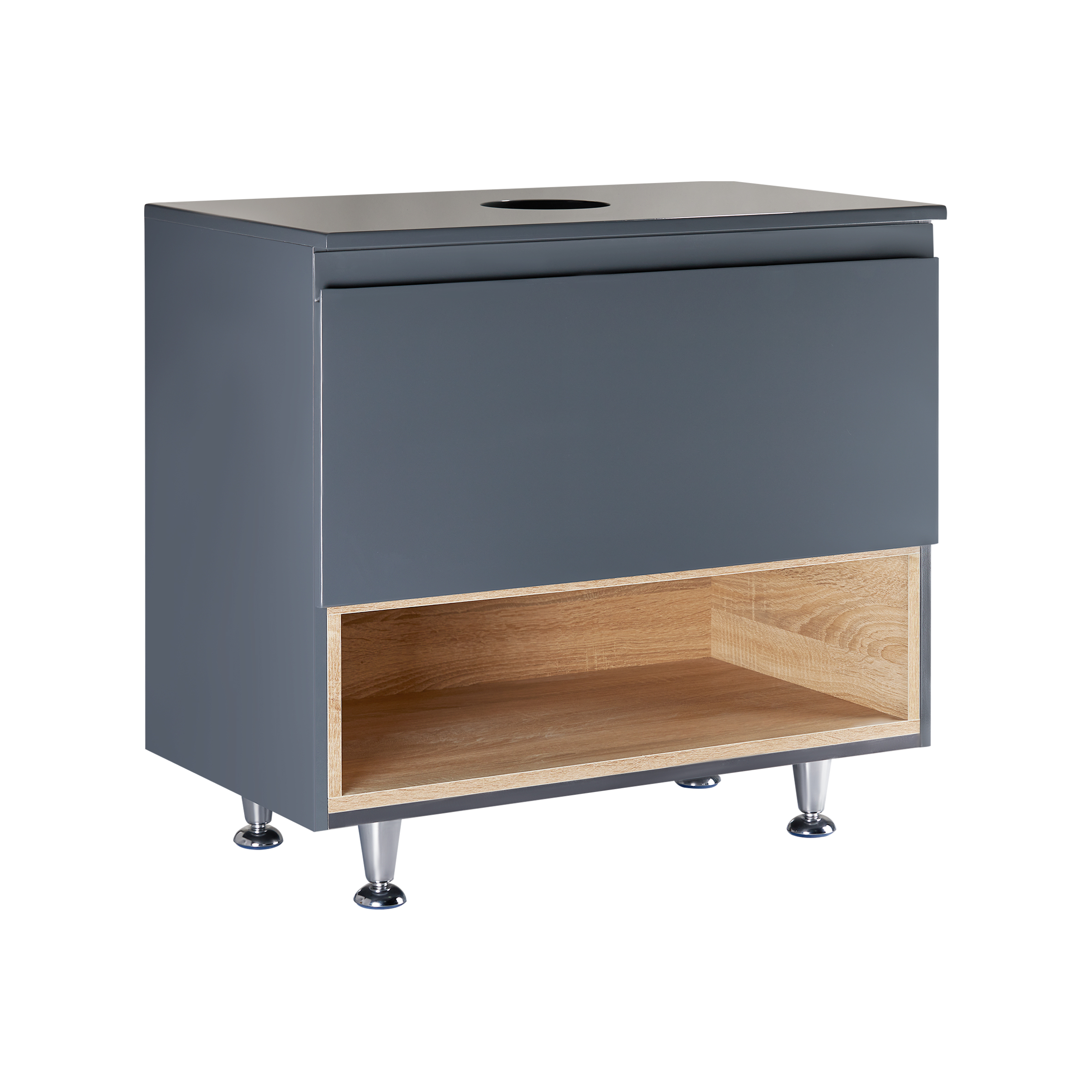 

Тумба напольная Qtap Robin 700х616х437 Graphite/Whitish oak со столешницей QT1380TNН7002GWO (SX702165)