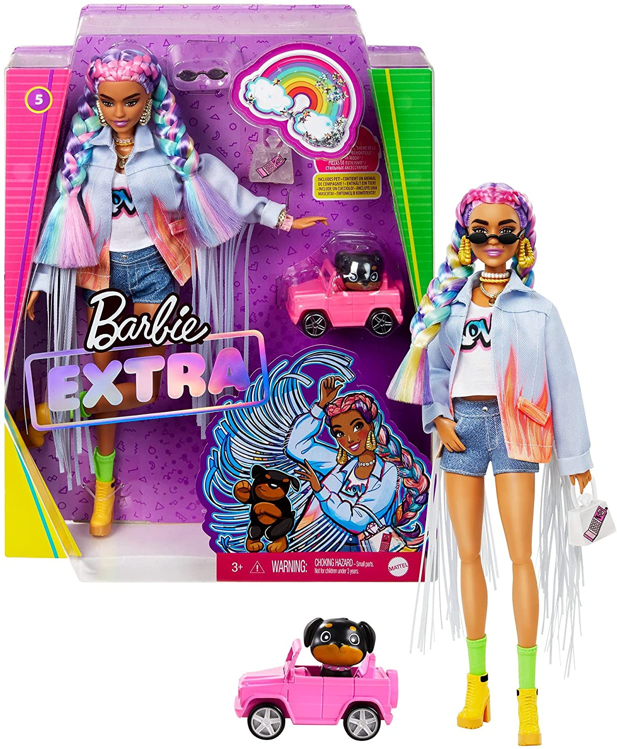 

Кукла Барби Экстра #5 Модница Barbie Extra Doll #5 Rainbow Braids