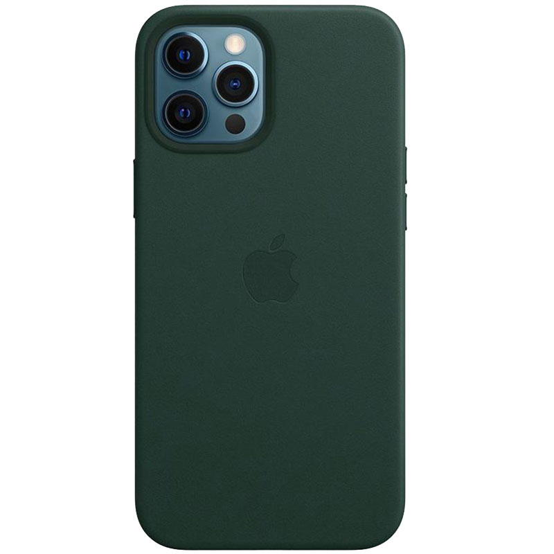 

Кожаный чехол Leather Case (AAA) with MagSafe and Animation для Apple iPhone 12 Pro Max (6.7") Dark Green Без бренда