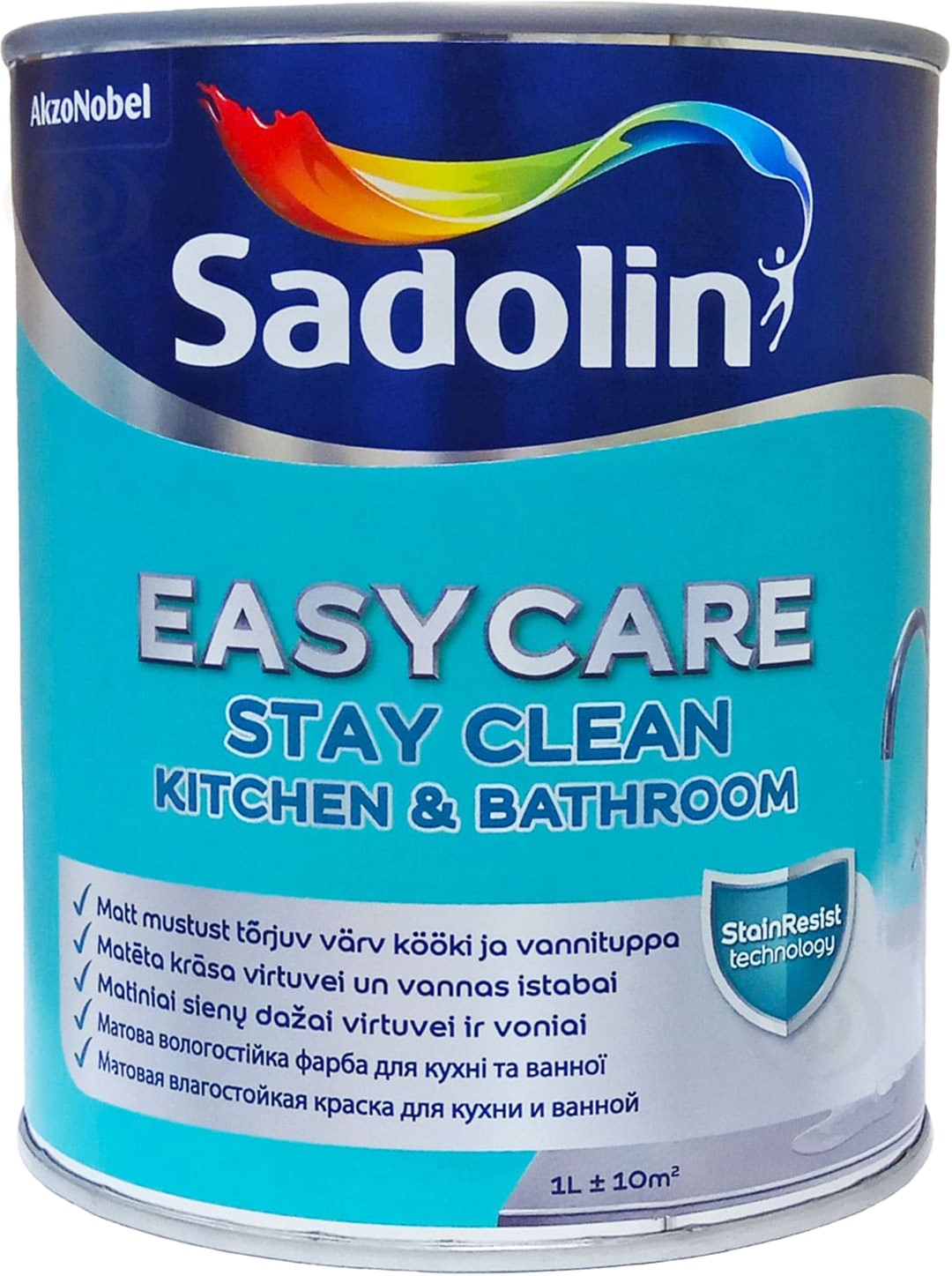 

Sadolin EasyCare Kitchen&Bathroom - матовая акриловая краска для стен и потолка, во влажных помещениях, BW, 1 л Белая (5580744)