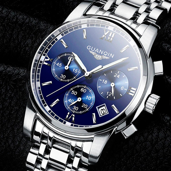 

Чоловічий класичний кварцовий годинник Guanquin Liberty Blue 8802