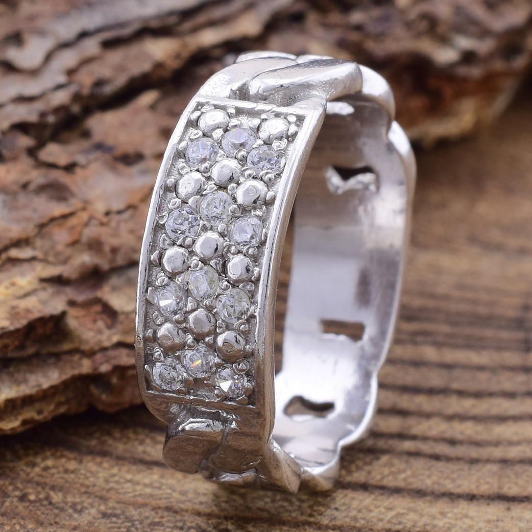 

Серебряное кольцо Люксовый вставка белые фианиты 19.5