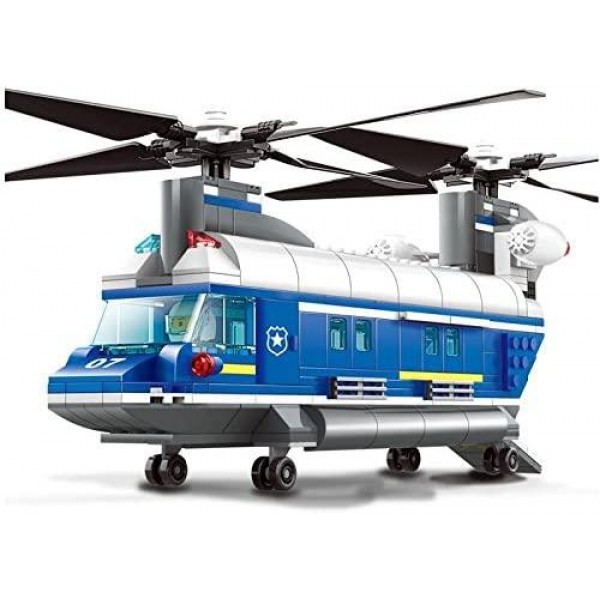 

Конструктор Wange 52015 Полицейский вертолет Heavy Helicopter Синий/Белый на 427 деталей + фигурки