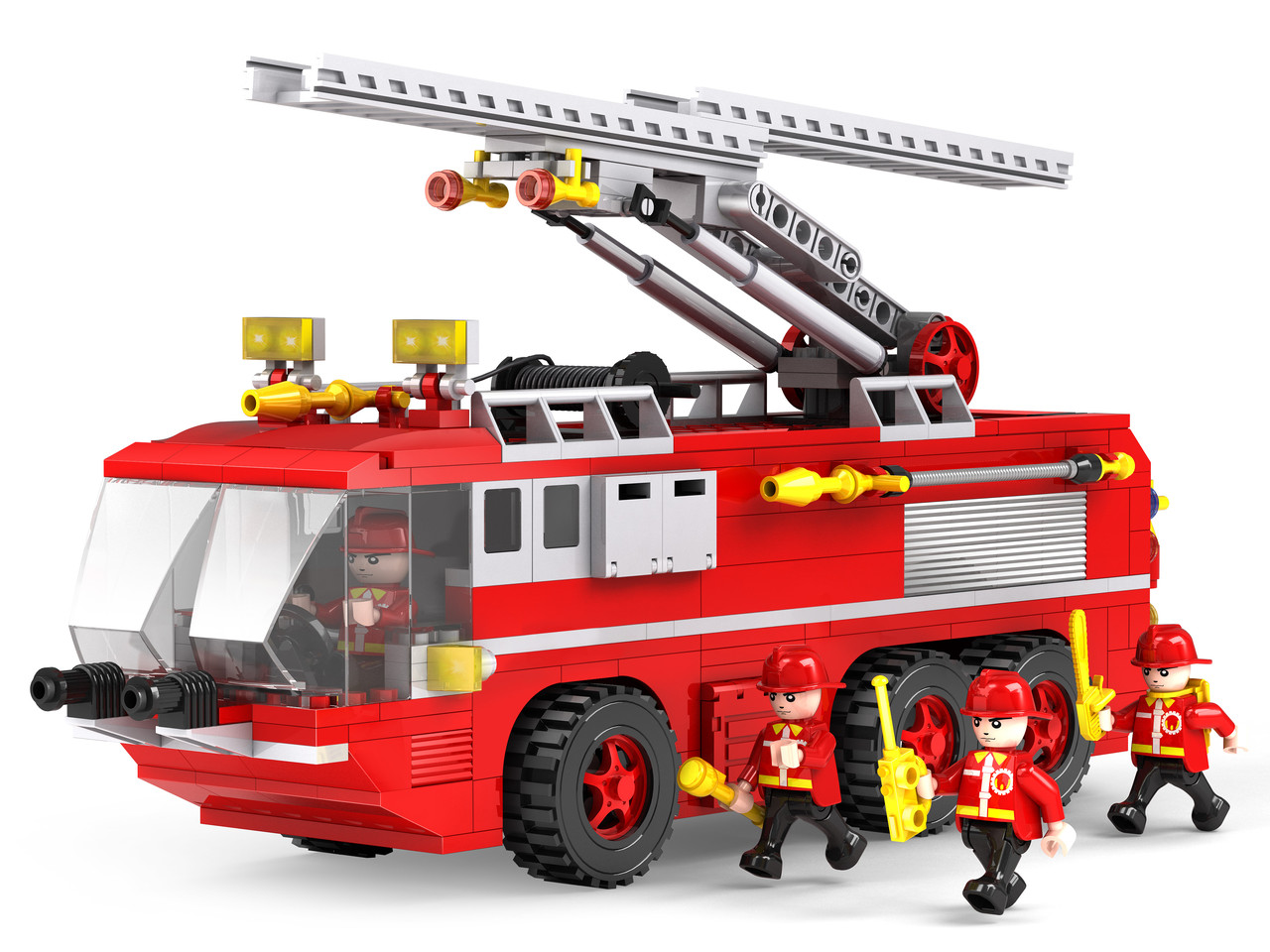 

Конструктор COGO 3615 Пожарная машина/Fire Engine truck Красный/Желтый на 424 детали + 3 фигурки