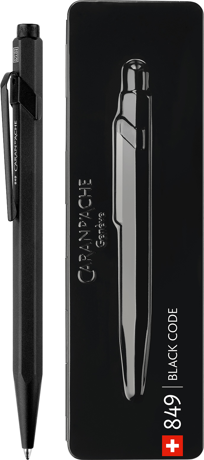 

Ручка шариковая Caran d'Ache 849 BLACK CODE Чёрная в подарочном футляре/Стержень 1 мм Чёрный (7630002342612)