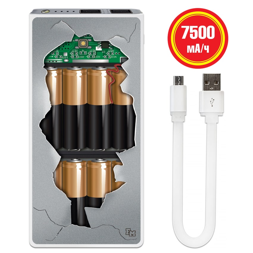 

FM УМБ (повербанк) с принтом Внутри 7500 mAh (E189-37)