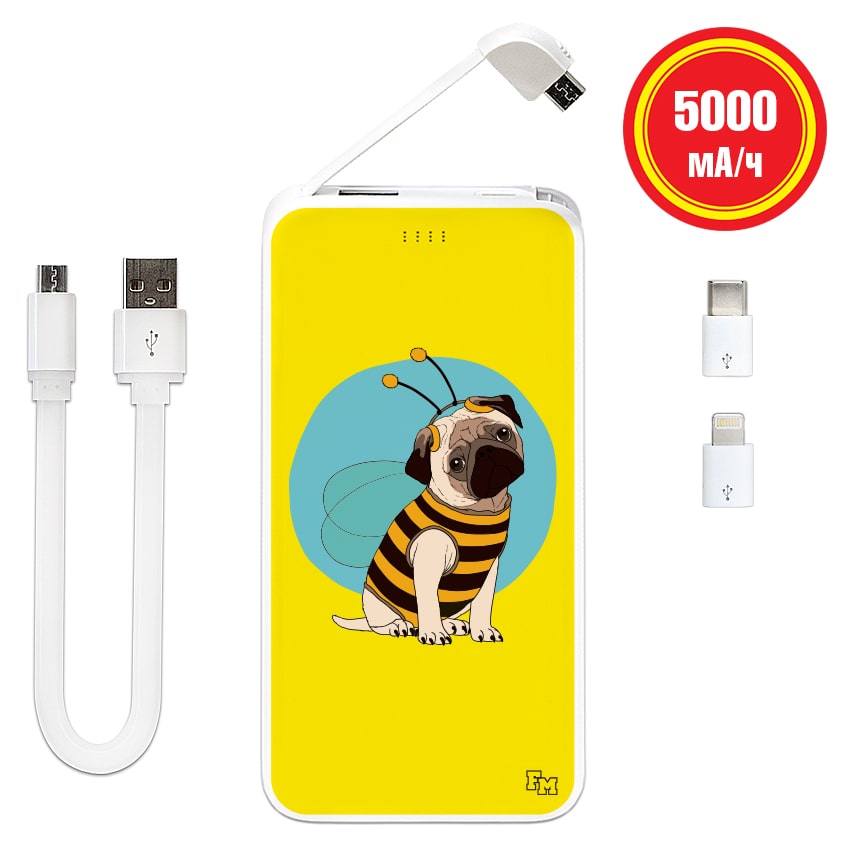 

FM Повербанк с принтом Полосатый Мопс 5000 mAh (E505-05)
