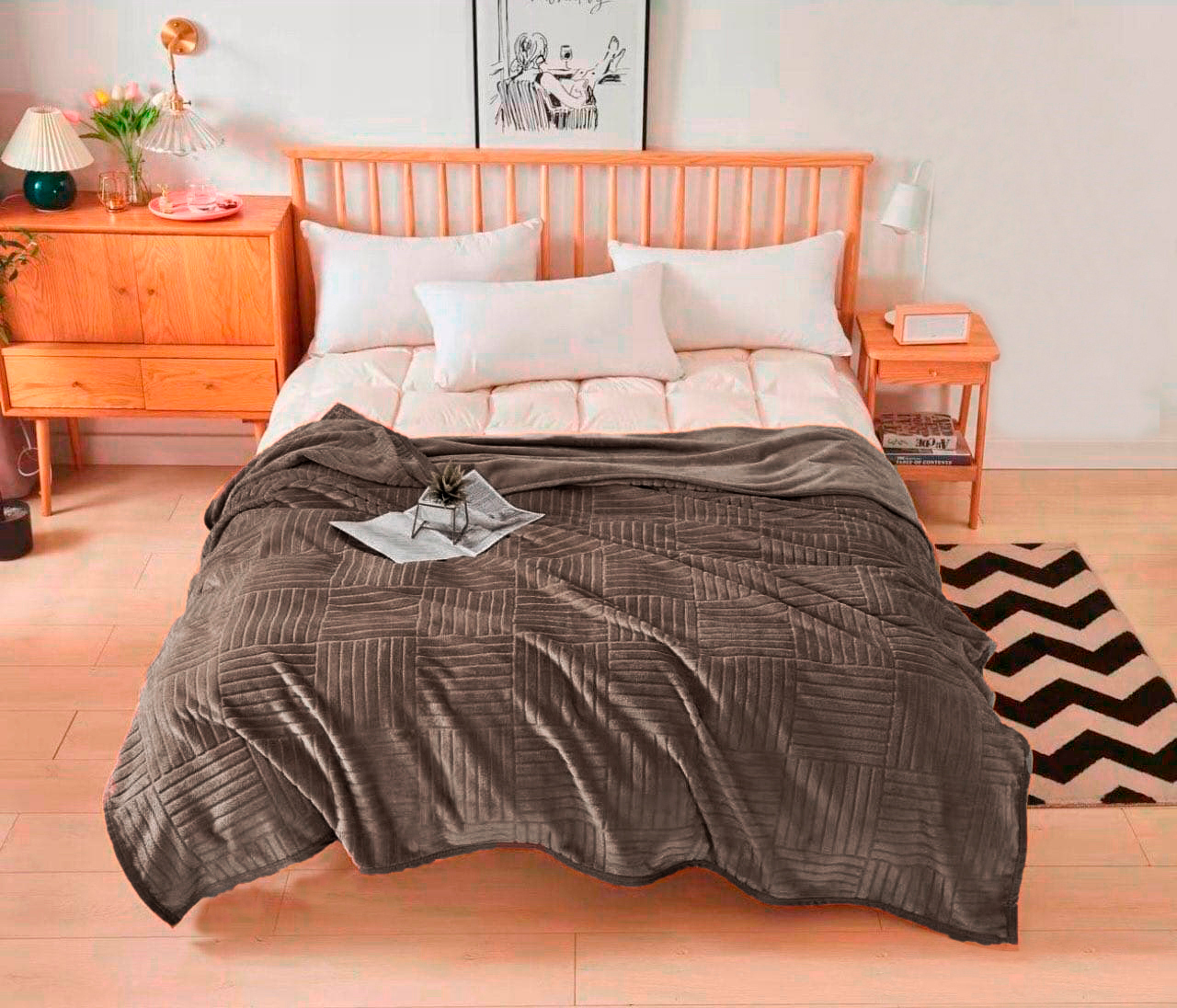 

Плед велюровый Koloco Паркет 140х200 Кофе