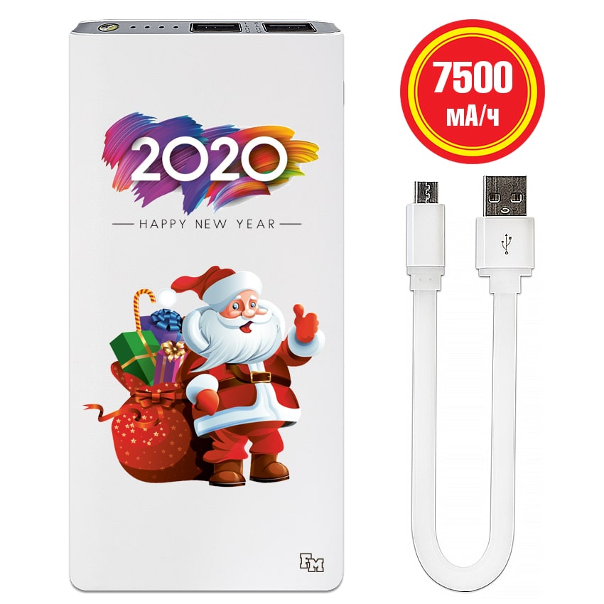 

FM Новогодний Power Bank с принтом Дед Мороз и Снегурочка, 7500 мАч (E189-50)